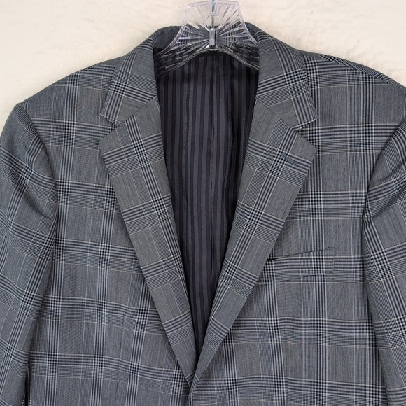 Vitale Barberis Canonico Super 120s Blue Plaid Blazer 38S Banana Republic Slim - Picture 3 of 10